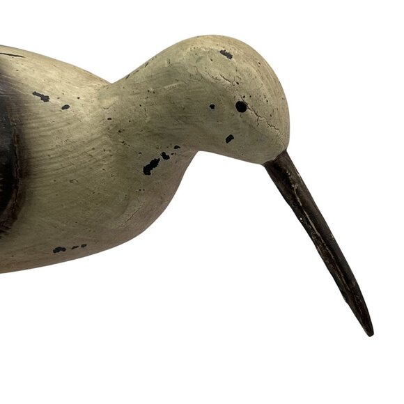 Vintage Shorebird 10"x9.5" Rustic Handcrafted Painted Wooden Sculpture Folk Art - Picture 10 of 13